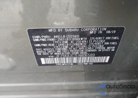 2020 Subaru Forester Premium z USA, uszkodzony, nr VIN JF2SKAJC7LH406589